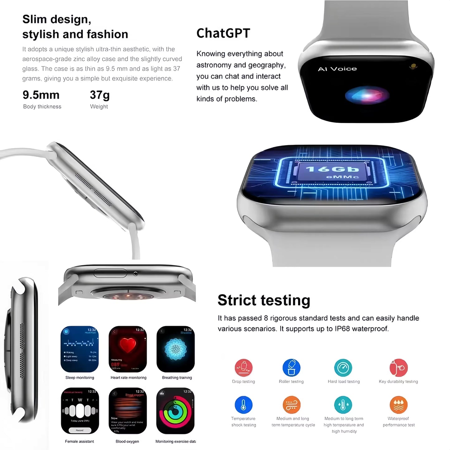 Smartwatch serie 10 con pantalla 2.2 pulgadas negro