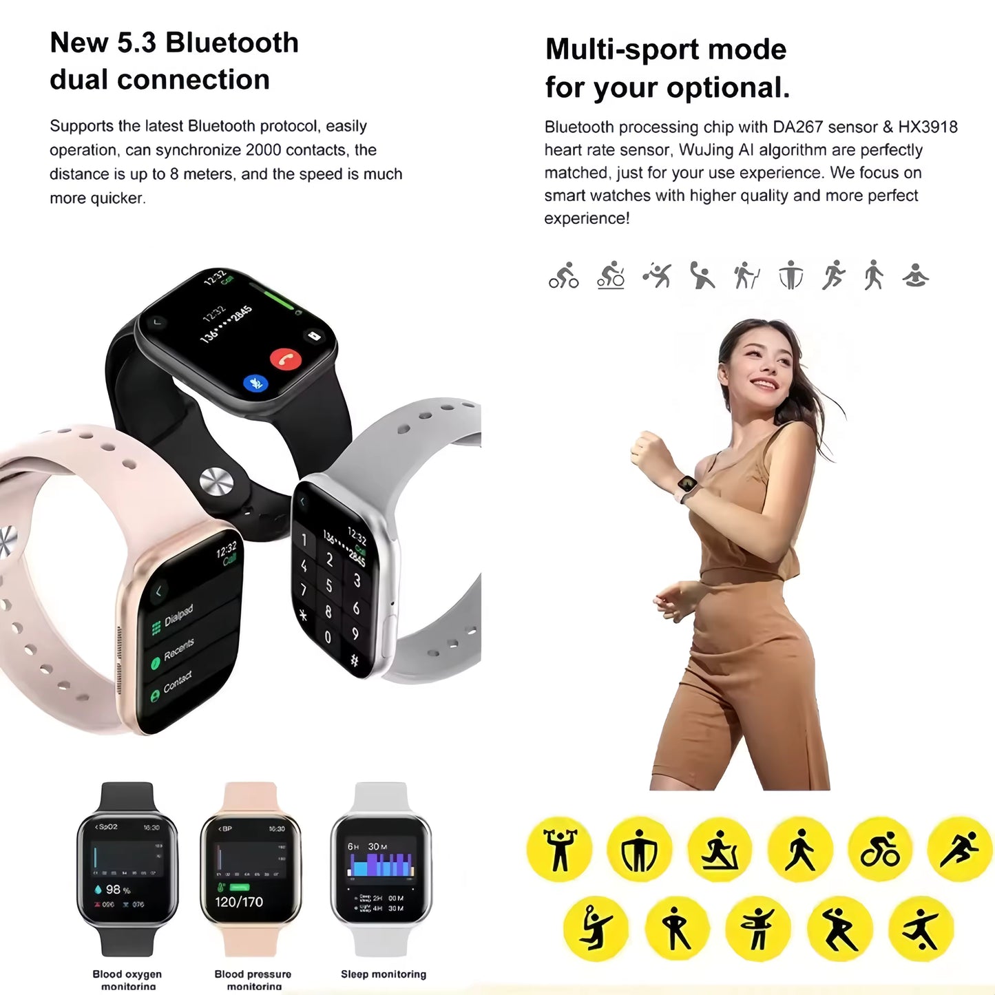 Smartwatch serie 10 con pantalla 2.2 pulgadas negro